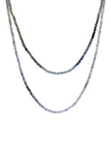 Blue/Violet/Teal Sapphire Bead Necklace with 20k Gold Clasp - 40"