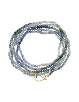 Blue/Violet/Teal Sapphire Bead Necklace with 20k Gold Clasp - 40"