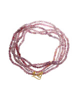 Lilac/Raspberry Ombre Sapphire Bead Necklace with 20k Gold Clasp - 42"