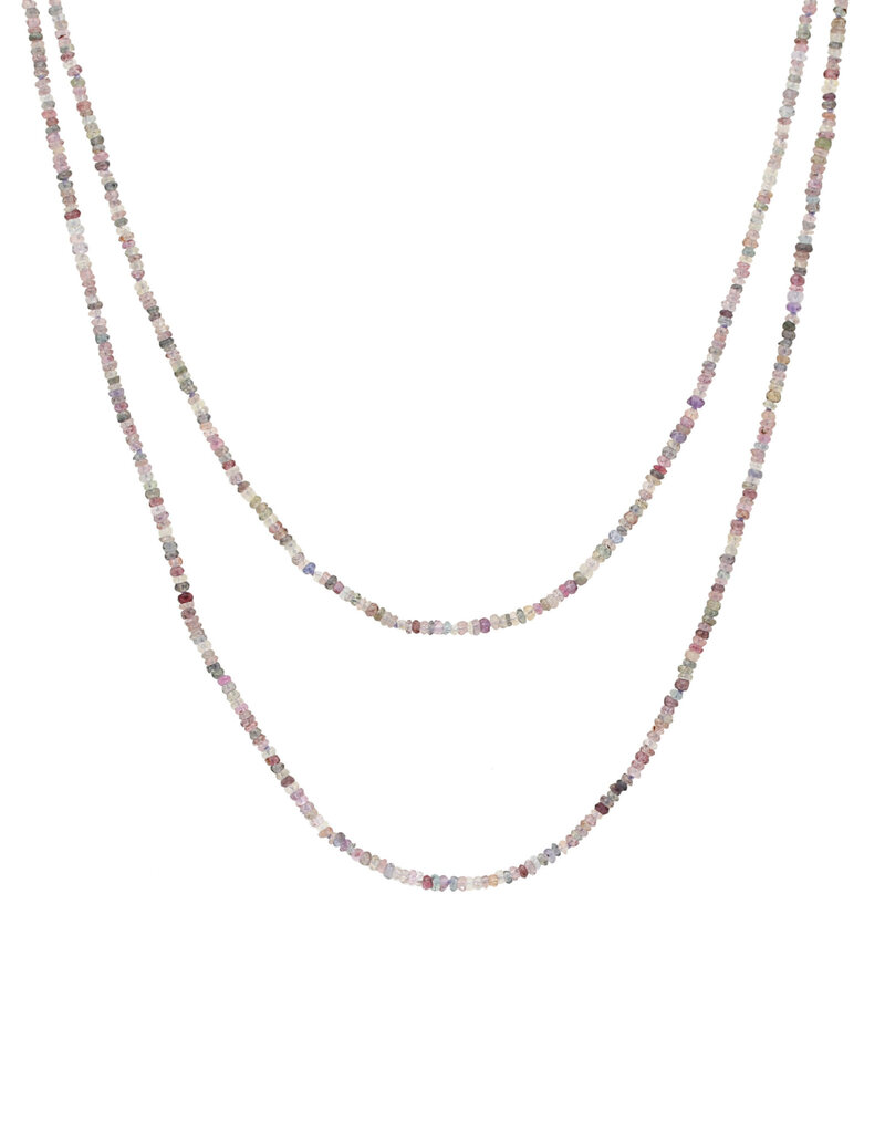 Pastel Pink And Mauve Sapphire Necklace - 52"