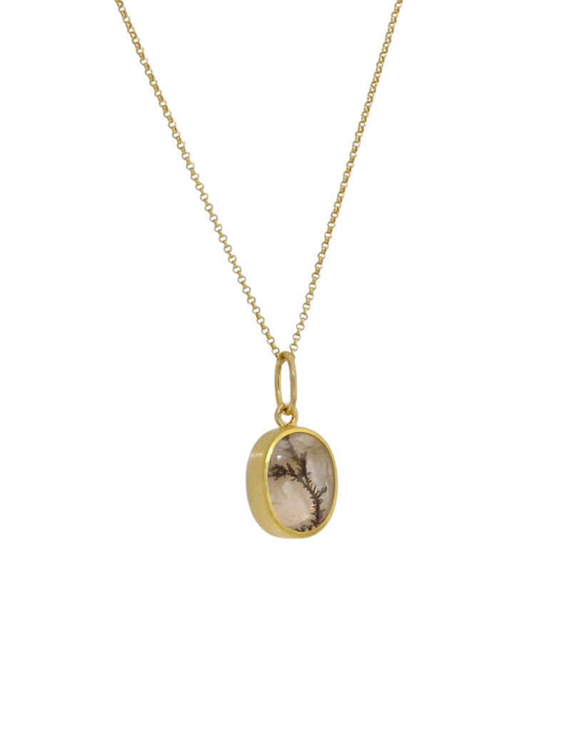 Sam Woehrmann Dendritic Quartz Oval Charm Pendant in 18k, 22k, & Silver