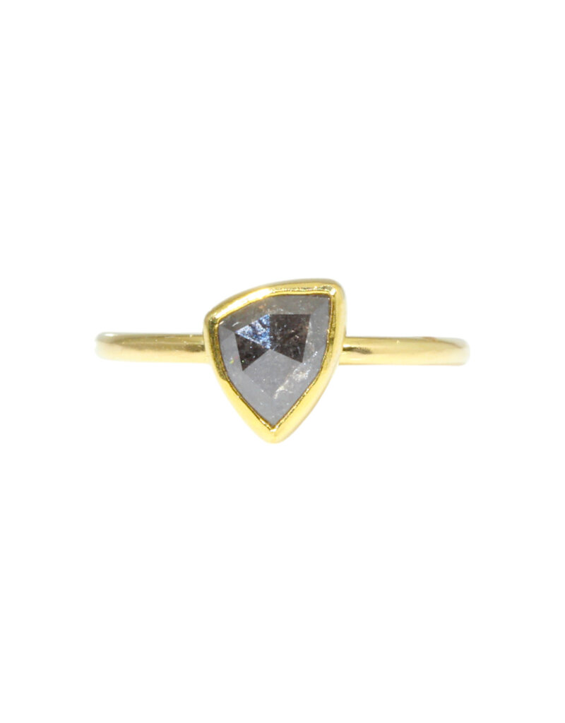 Sam Woehrmann Grey Diamond Rose Cut Trillion Ring in 18k & 22k Gold