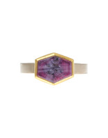 Sam Woehrmann Purple Sapphire Tablet East West Ring in 18k & 22k Gold