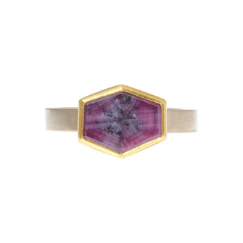 Sam Woehrmann Purple Sapphire Tablet East West Ring in 18k & 22k Gold