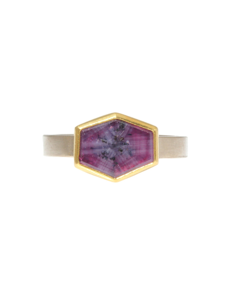 Sam Woehrmann Purple Sapphire Tablet East West Ring in 18k & 22k Gold