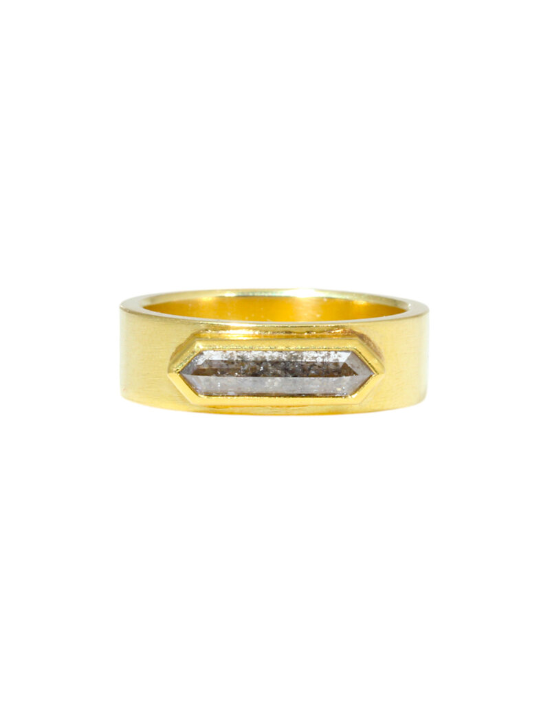 Sam Woehrmann Grey Diamond Hexagon East West Ring in 18k & 22k Gold