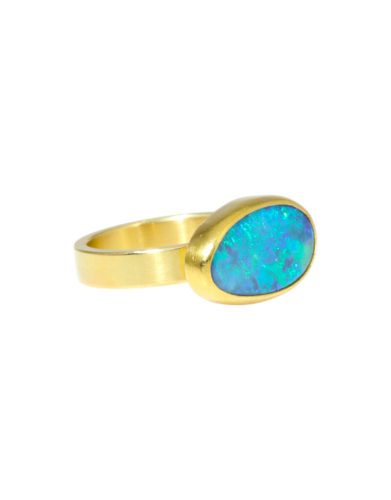 Sam Woehrmann Black Opal East West Ring in 18k & 22k Gold