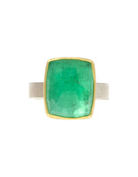 Sam Woehrmann Rose Cut Emerald Cushion Ring in Silver & 22k Gold
