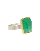 Sam Woehrmann Rose Cut Emerald Cushion Ring in Silver & 22k Gold