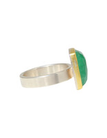 Sam Woehrmann Rose Cut Emerald Cushion Ring in Silver & 22k Gold