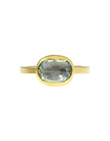 Sam Woehrmann Light Green Oval Sapphire East West Ring in 18k & 22k Gold