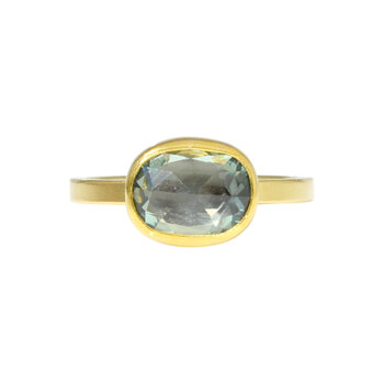 Sam Woehrmann Light Green Oval Sapphire East West Ring in 18k & 22k Gold