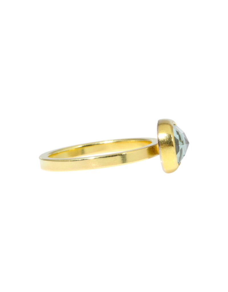 Sam Woehrmann Light Green Oval Sapphire East West Ring in 18k & 22k Gold