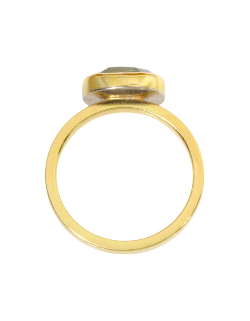 Sam Woehrmann Light Green Oval Sapphire East West Ring in 18k & 22k Gold