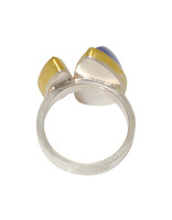 Sam Woehrmann Blue Chalcedony and Tourmaline Ring in Silver & 22k Gold