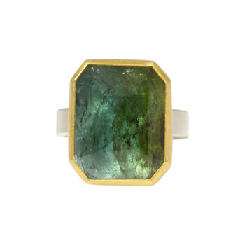 Sam Woehrmann Rose Cut Tourmaline Rectangle Ring in Silver & 22k Gold