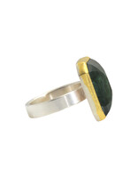 Sam Woehrmann Rose Cut Tourmaline Rectangle Ring in Silver & 22k Gold