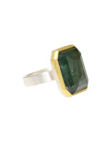 Sam Woehrmann Rose Cut Tourmaline Rectangle Ring in Silver & 22k Gold