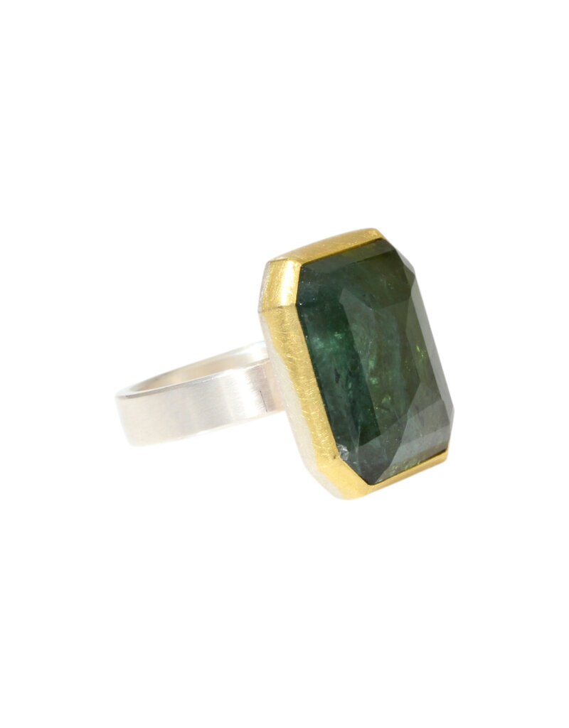 Sam Woehrmann Rose Cut Tourmaline Rectangle Ring in Silver & 22k Gold