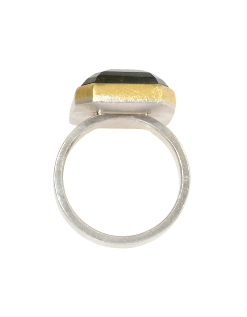 Sam Woehrmann Rose Cut Tourmaline Rectangle Ring in Silver & 22k Gold