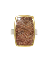 Sam Woehrmann Rutilated Quartz Cushion Ring in Silver & 22k Gold
