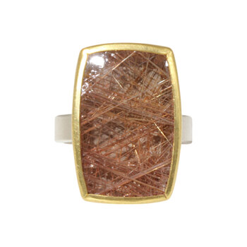Sam Woehrmann Rutilated Quartz Cushion Ring in Silver & 22k Gold