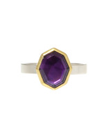 Sam Woehrmann Amethyst Tablet Ring in Silver & 22k Gold
