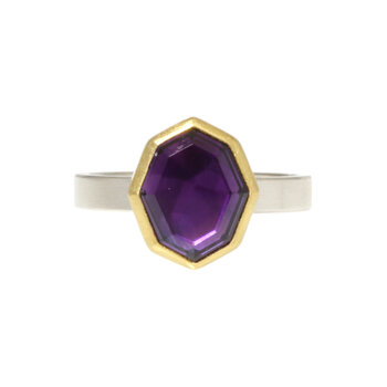 Sam Woehrmann Amethyst Tablet Ring in Silver & 22k Gold