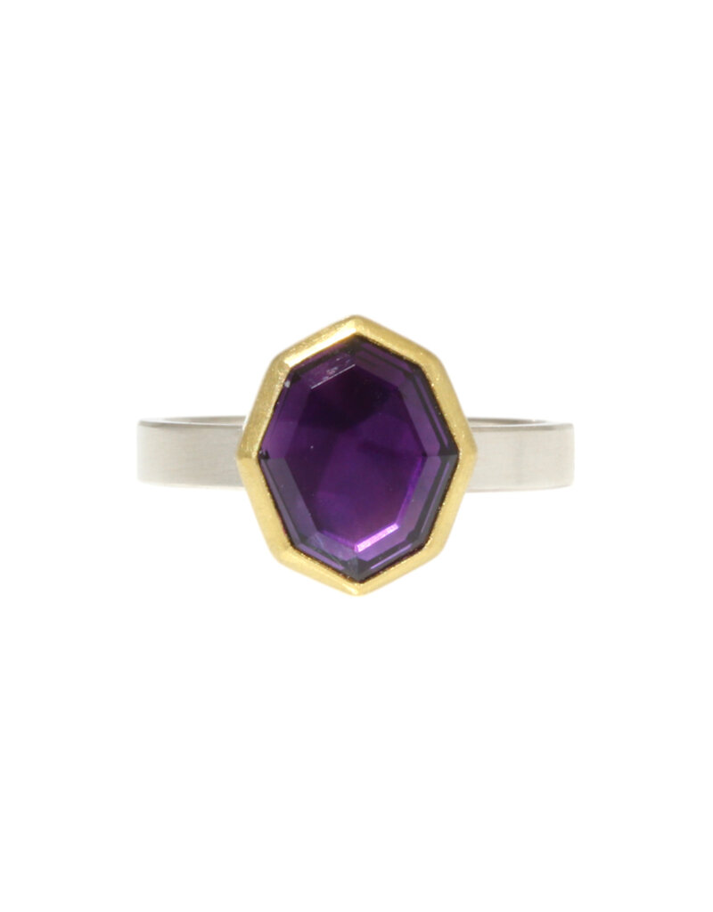 Sam Woehrmann Amethyst Tablet Ring in Silver & 22k Gold