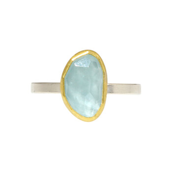 Sam Woehrmann Rose Cut Aqua Ring in Silver & 22k Gold