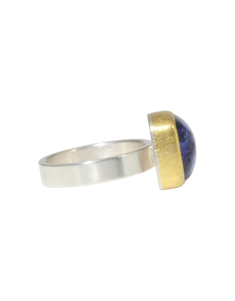 Sam Woehrmann Tanzanite Cushion East West Ring in Silver & 22k Gold