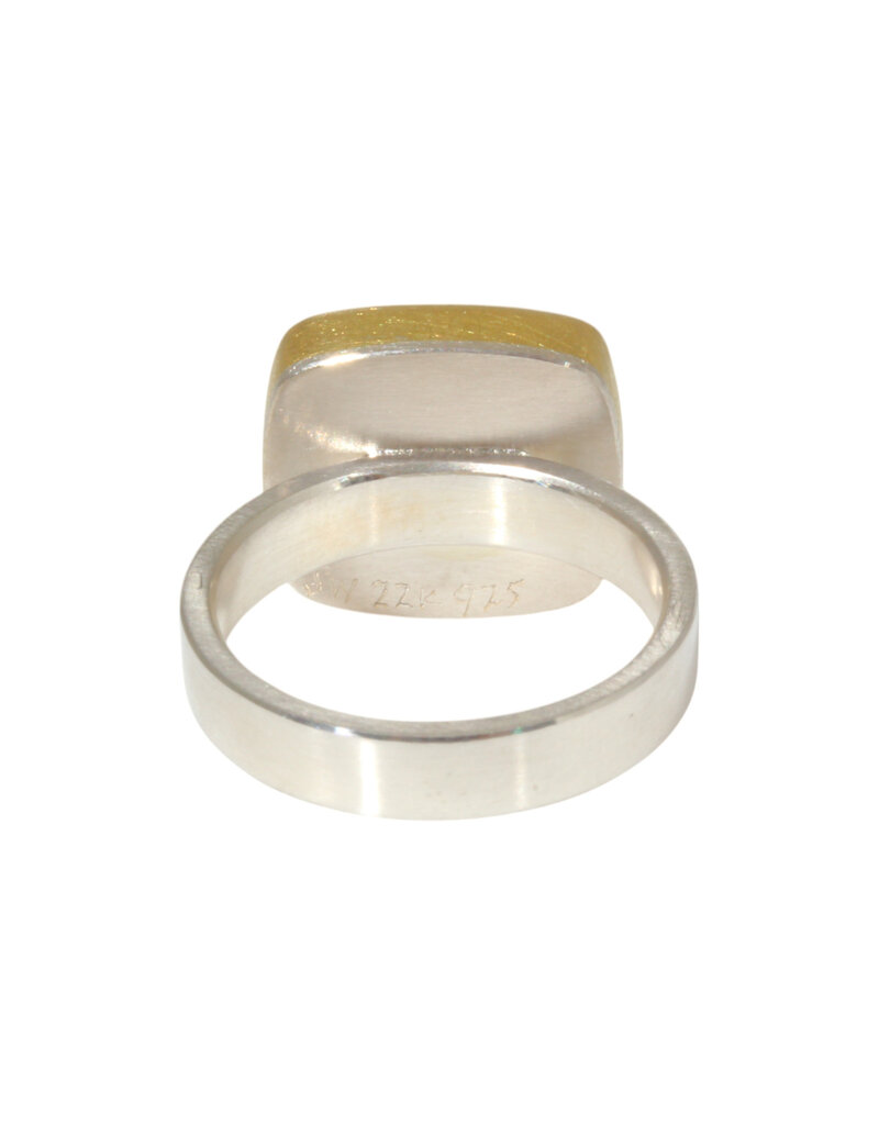 Sam Woehrmann Tanzanite Cushion East West Ring in Silver & 22k Gold