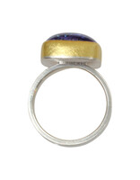 Sam Woehrmann Tanzanite Cushion East West Ring in Silver & 22k Gold