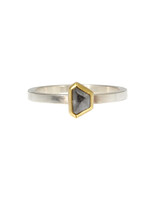 Sam Woehrmann Grey Rose Cut Diamond Tablet Ring in Silver & 22k Gold