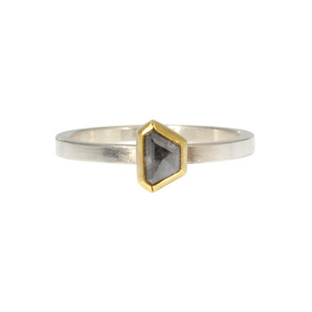 Sam Woehrmann Grey Rose Cut Diamond Tablet Ring in Silver & 22k Gold