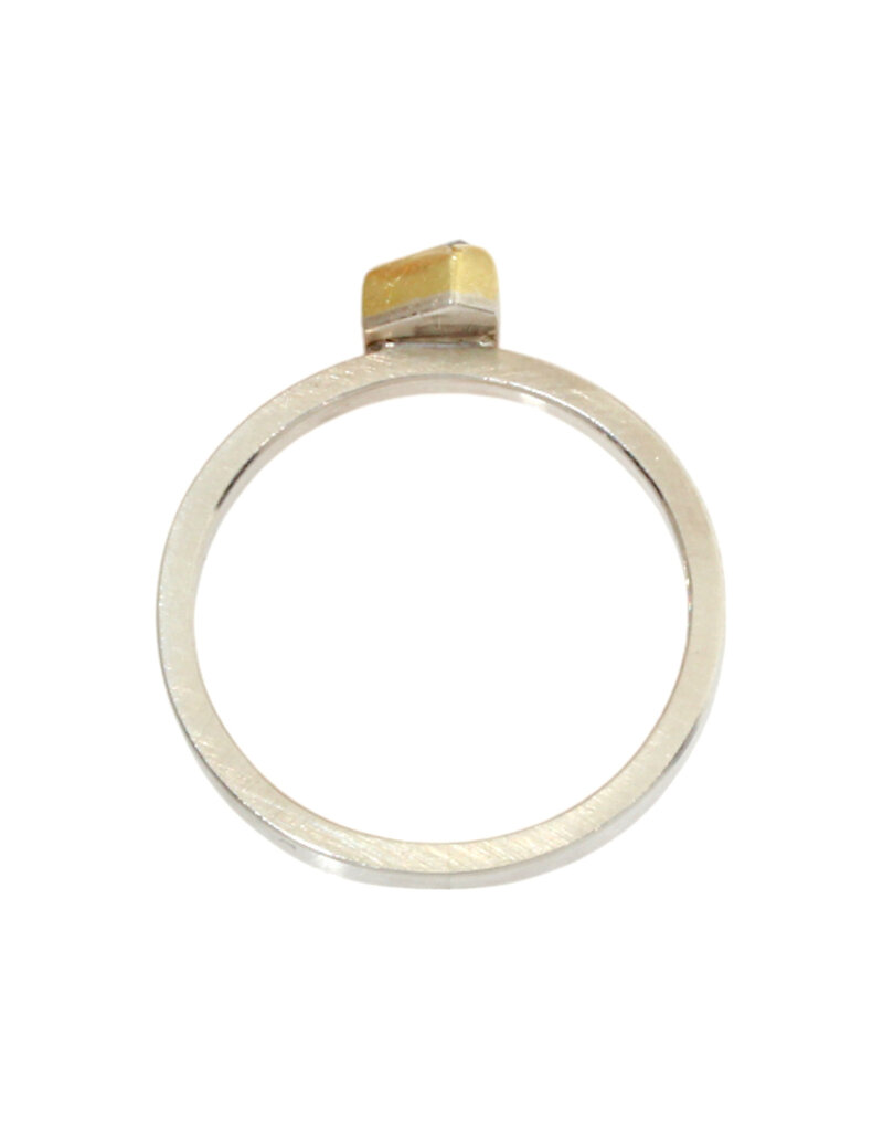 Sam Woehrmann Grey Rose Cut Diamond Tablet Ring in Silver & 22k Gold