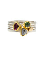Sam Woehrmann Grey Rose Cut Diamond Tablet Ring in Silver & 22k Gold