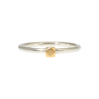 Sam Woehrmann Faceted Cube Ring in Silver & 18k Gold