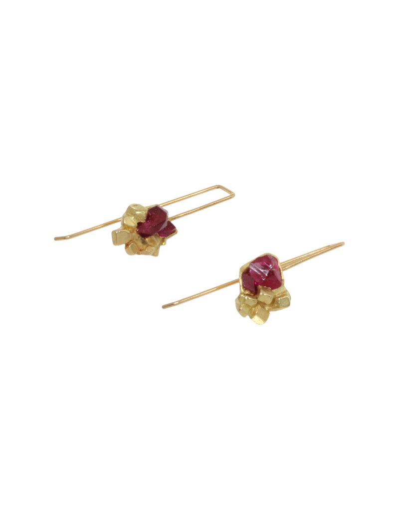 Rock Candy Ruby Hook Earrings in 18k Gold