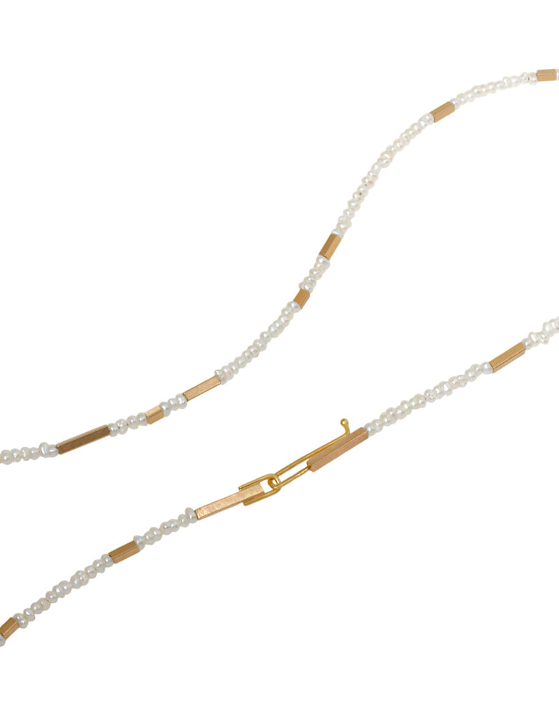 Pearl Cube Necklace in 14k and 18k Gold