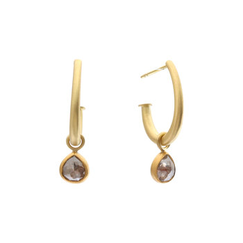 Teardrop Rosecut Gray Diamond Earring Charms in 18k Gold
