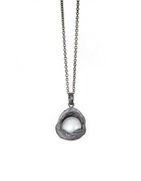Large Water Droplet Pearl Pendant in Oxidized Silver