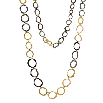 Laura Lienhard Organic Circles Chain in Oxidized Silver and 18k Yellow Gold