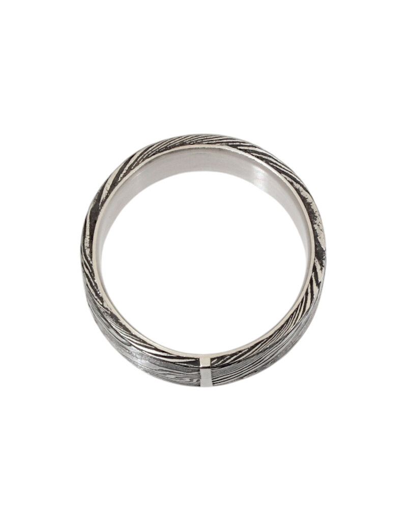8mm Stainless Steel Damascus Ring with Platinum