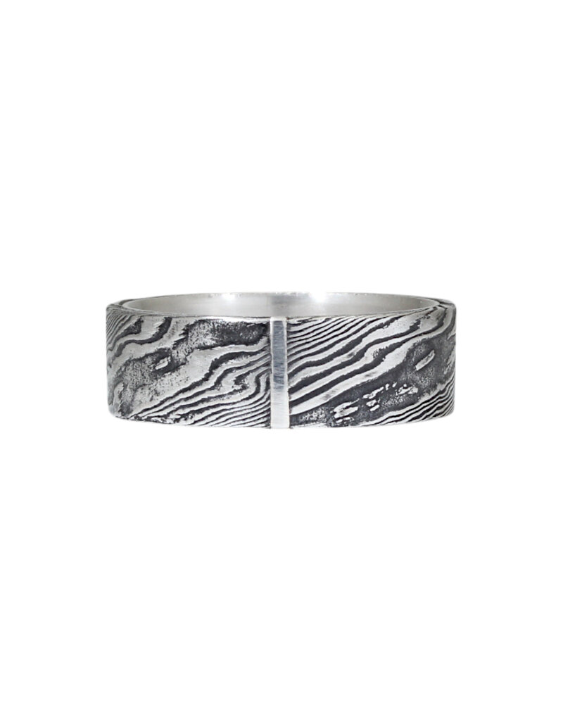 8mm Stainless Steel Damascus Ring with Platinum