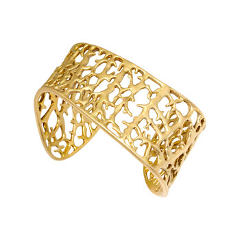 Private Consigner Coral Motif Wide Cuff Bracelet in 18k Gold
