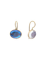 Horizontal Oval Morpho Earrings in 14k Gold and Oxidized Silver