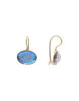 Horizontal Oval Morpho Earrings in 14k Gold and Oxidized Silver