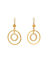 Private Consigner Circle and White Diamond Dangle Earrings in 24k Gold