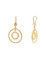 Private Consigner Circle and White Diamond Dangle Earrings in 24k Gold